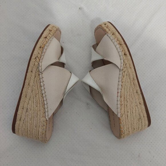 Kelsi Dagger Inwood White Beige Leather Espadrille Wedge Sandals Open Toe Sz 8.5 - Picture 7 of 11
